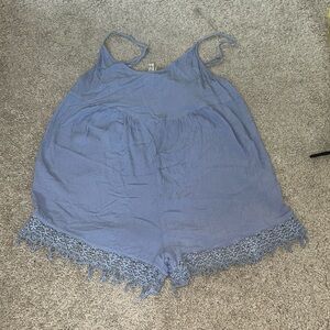 Intimately FP Free‎ People Lace Trim Gauze Rayon Romper Periwinkle Size Small